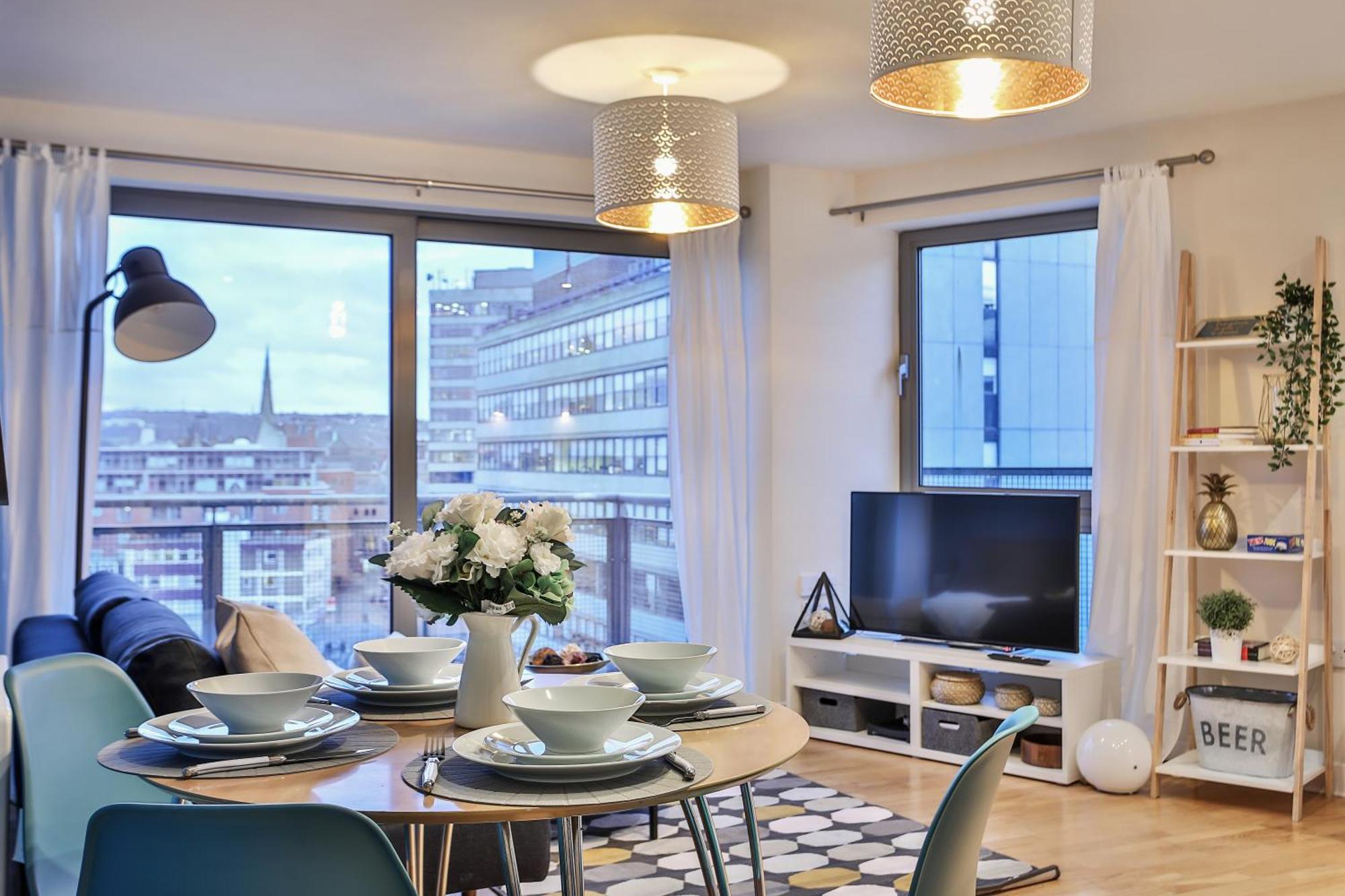 Skyview Apartment By Noknokstay - City Centre With Parking - Group, Family, Business Sheffield Esterno foto